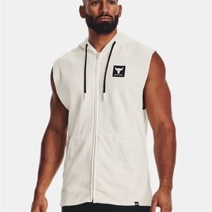NWT UA Project Rock Heavyweight Terry Sleeveless Full Zip Hoodie Small 1377424
